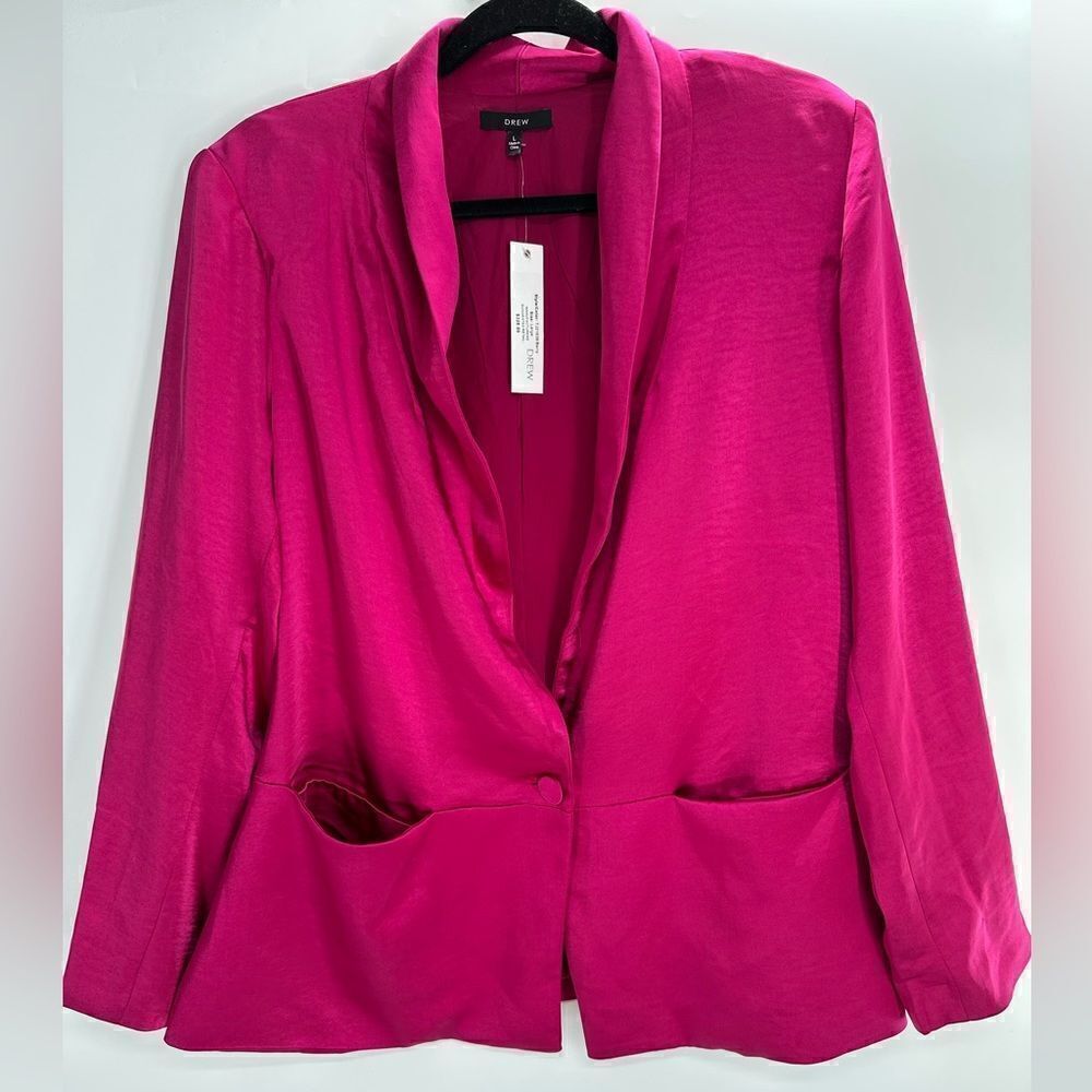 DREW Pink Satin Blazer